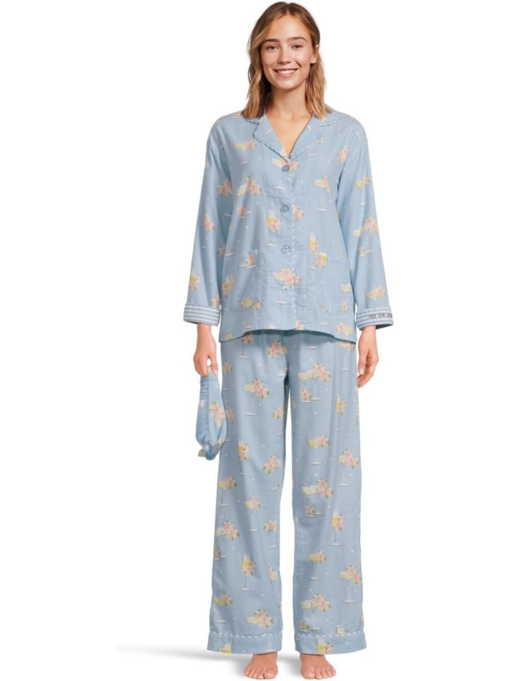 Cozy Cotton Flannel 3-Piece Pajama Set with Long-Sleeve Top, Pants & Headband